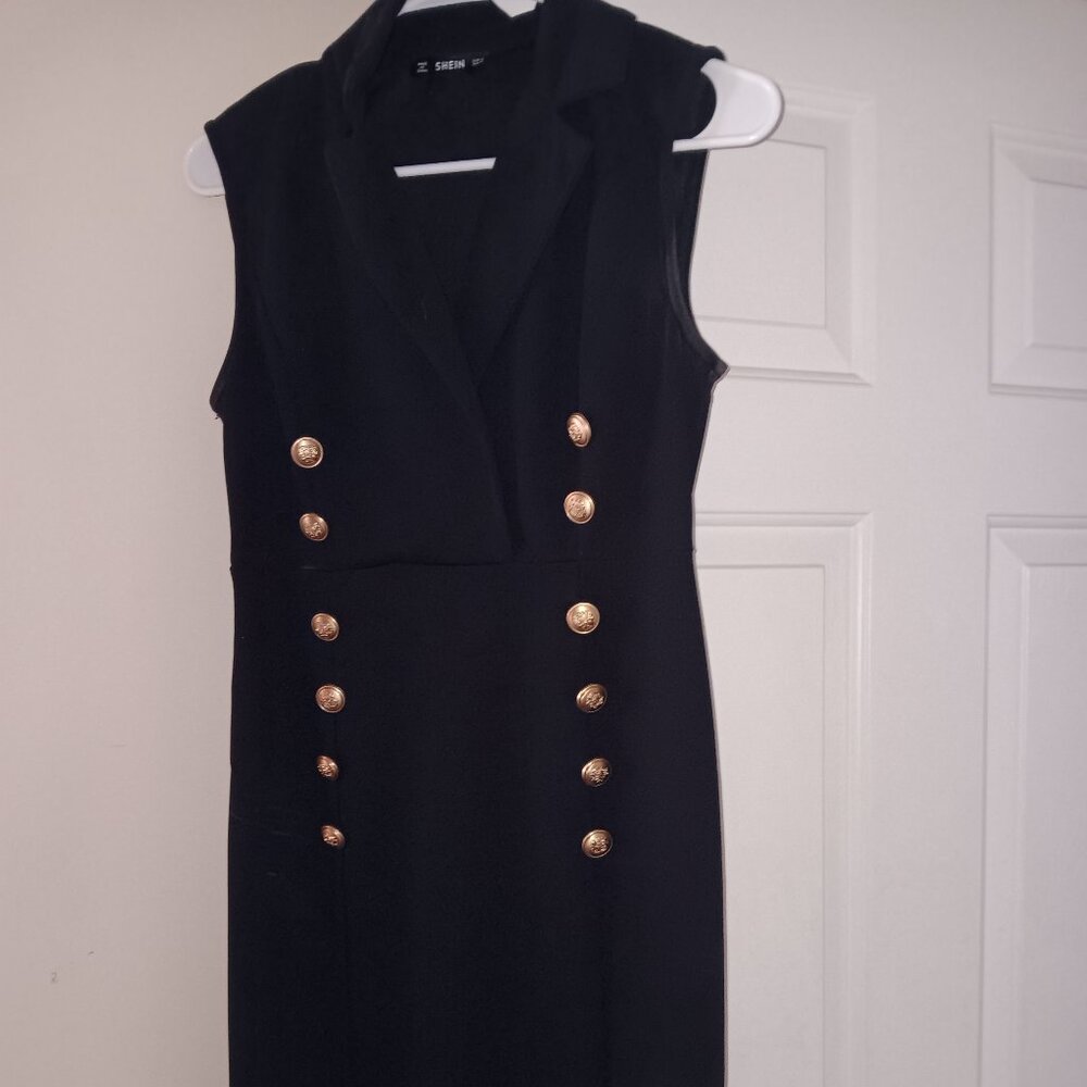 Black double breasted dress with gold button
